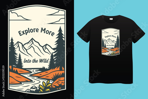 Camping T-Shirt Design – Wilderness Adventure, Nature Exploration, and Outdoor Life Graphic.
