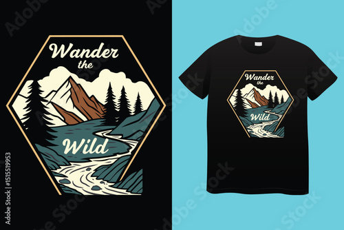 Camping T-Shirt Design – Wilderness Adventure, Nature Exploration, and Outdoor Life Graphic.