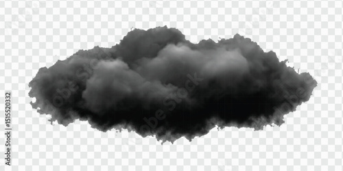 realistic smooth white and black cloud in different style isolated on transparent background
