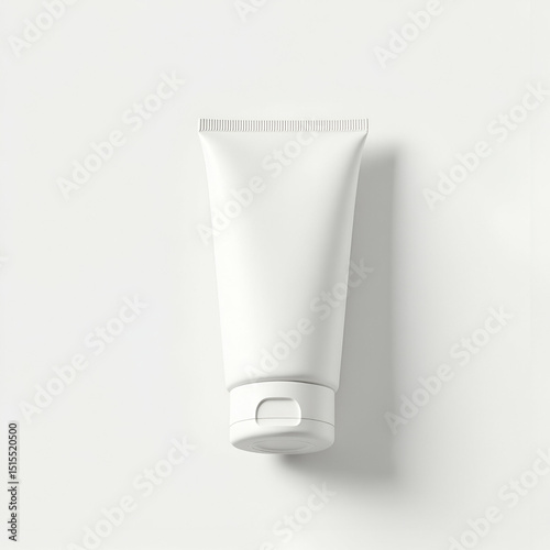 Professional personal care tube mockup isolated on white background showcasing realistic pliable plastic texture precise nozzle detail soft ambient lighting subtle shadows optimized for skin care bran