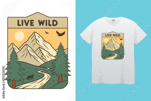 Camping T-Shirt Design – Wilderness Adventure, Nature Exploration, and Outdoor Life Graphic.