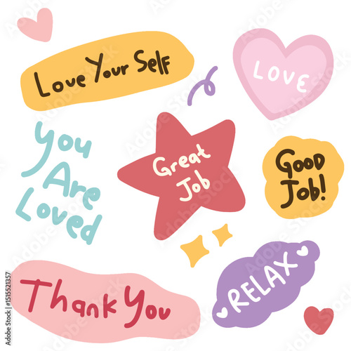  cute motivational self-love sticker set