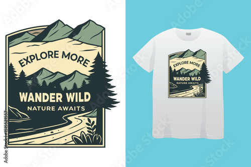 Camping T-Shirt Design – Outdoor Adventure, Nature, Wilderness, and Hiking Graphic Tee.