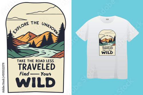Camping T-Shirt Design – Outdoor Adventure, Nature, Wilderness, and Hiking Graphic Tee.