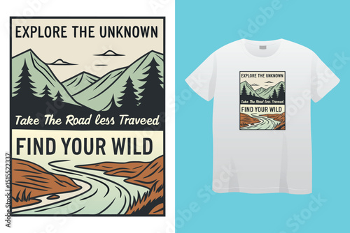 Camping T-Shirt Design – Outdoor Adventure, Nature, Wilderness, and Hiking Graphic Tee.