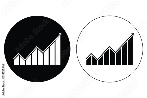 Growing graph Icon vector. Chart icon. Growing graph. Business chart. Growths chart.  Progress symbol. Chart increase.