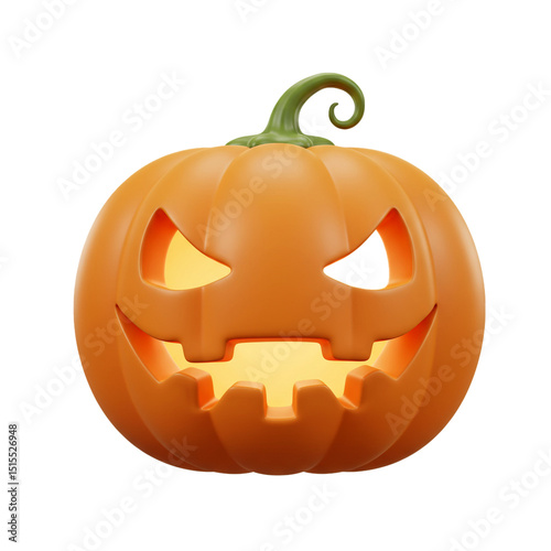 Spooky 3D Render of a Halloween Pumpkin with Glowing Eyes and a Grinning Mouth photo