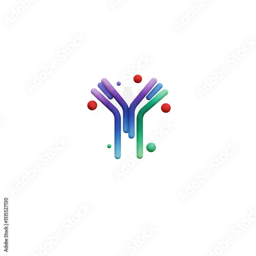 Antibody structure visualization with vibrant colors illustrating immune system response