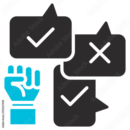 Democracy Glyph Blue Grey Icon