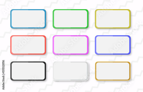 Set of Colorful Blank Rectangle Labels and Buttons