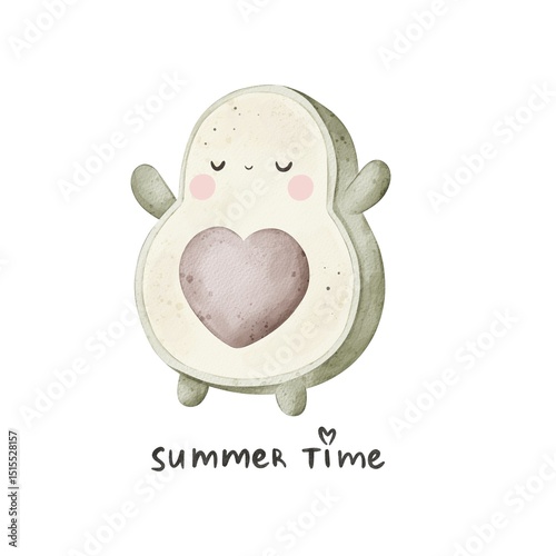 Cartoon avocado, hand. Colorful illustration, flat style. design for cards, print, poster