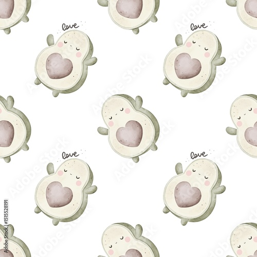 Seamless pattern with cartoon avocado. colorful illustration. hand drawing, flat style.design for fabric, print, textile, wrapper