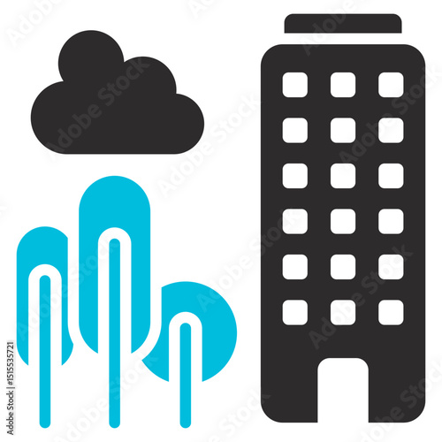 Urbanization Glyph Blue Grey Icon
