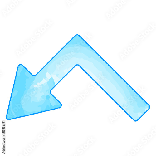 水彩矢印　手書き風　青色〜Watercolor arrow, hand-drawn style, blue〜