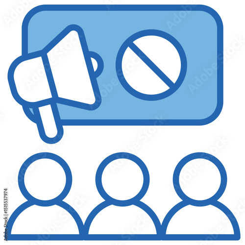 Social Movement Blue White Icon