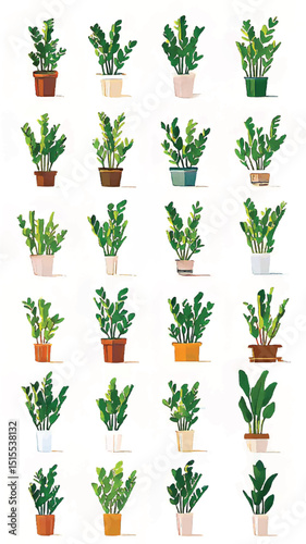 Indoor Plants and Houseplants: A Vibrant Botanical Art Collection for Eco-Friendly, Sustainable Living Decor