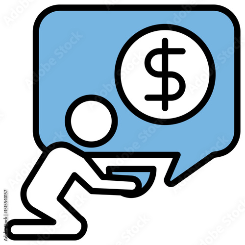 Poverty Blue Black Icon