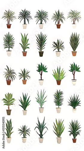 Lush Indoor Greenery: Modern Tropical Potted Plants for Botanical Home Decor with Natural Elements
