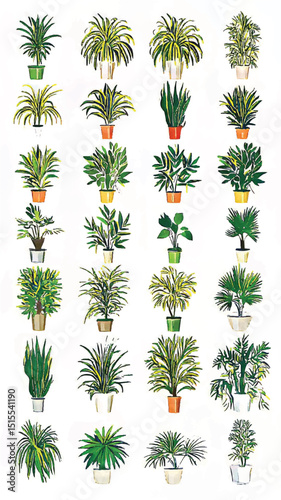 Home Decor Nirvana: Indoor Plants and Exotic Foliage in Botanical Illustration Art with Warm Colors
