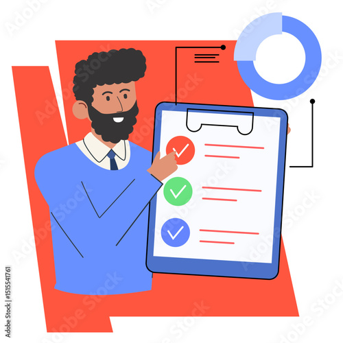 Colorful Business character illustration. Flat vector of office workers, analysts, and entrepreneurs in modern digital workspace scenes.