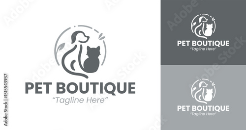 Modern and Stylish Pet Boutique Logo with Dog and Cat Silhouettes