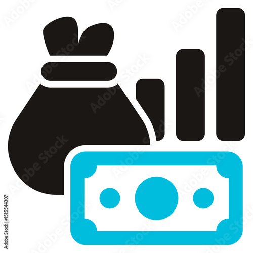 Revenue Glyph Blue Grey Icon