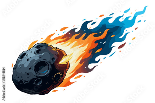 National Meteor Watch Day Fiery Asteroid Vector Art