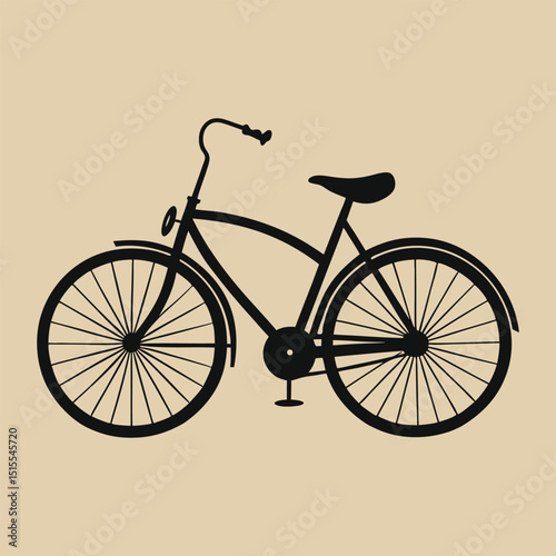 Vintage Bicycle Silhouette  Classic Old-School Cycle