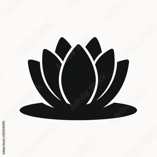 Elegant Black and White Lotus Flower Icon Simple Floral Design Element