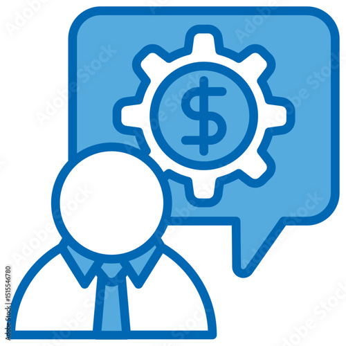 Economist Blue White Icon Editable Stroke