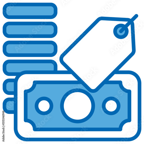 Price Blue White Icon Editable Stroke