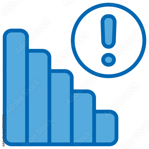 Recession Blue White Icon Editable Stroke