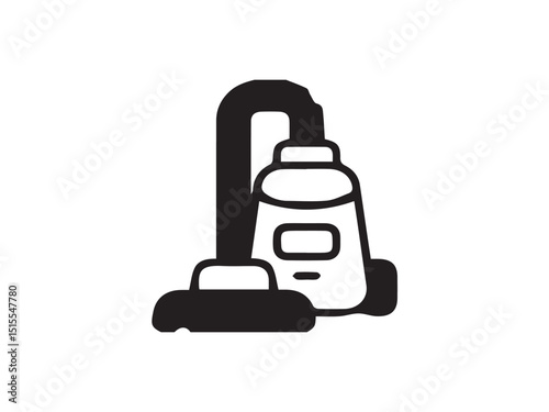 The image is a black silhouette icon of a vacuum cleaner on a white background.