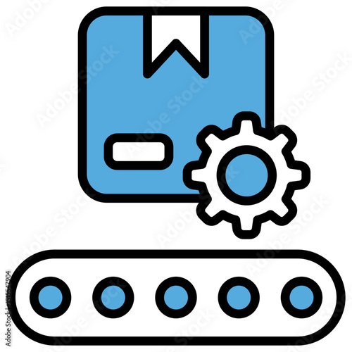 Manufacturing Blue Black Icon Editable Stroke