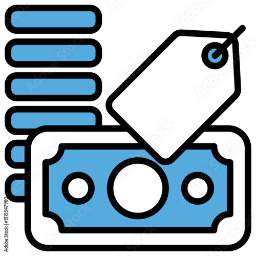 Price Blue Black Icon Editable Stroke