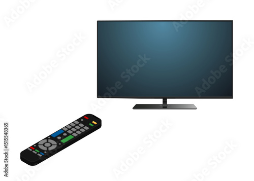 Television and remote control stock illustration