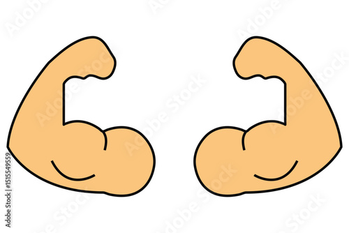 Power and strong muscle biceps icons. Vector isolated. Gym logo. Bodybuilding fitness concept. Athlete flexing hand sign.
