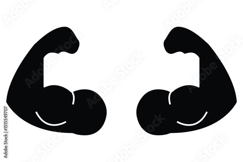 Muscles icon set. Biceps icon. Symbol of strength, health or bodybuilding.  Bodybuilding and fitness concept, on a white background.