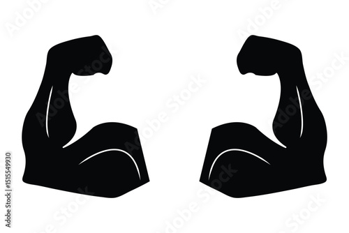 Muscles icon set. Biceps icon. Symbol of strength, health or bodybuilding.  Bodybuilding and fitness concept, on a white background.