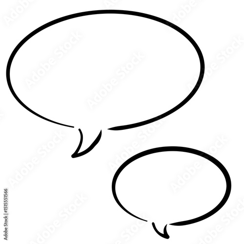 ペンで書いたようなの会話の吹き出し白背景のベクターイラスト