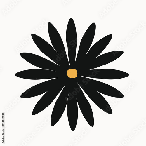 Elegant Black Flower Illustration Simple Floral Design Element