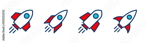 Rocket icon vector isolated on white background. Start Up Concept Symbol. Startup icon