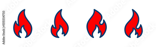 Fire icon vector isolated on white background. Fire flame icon template. Fire flames symbol vector