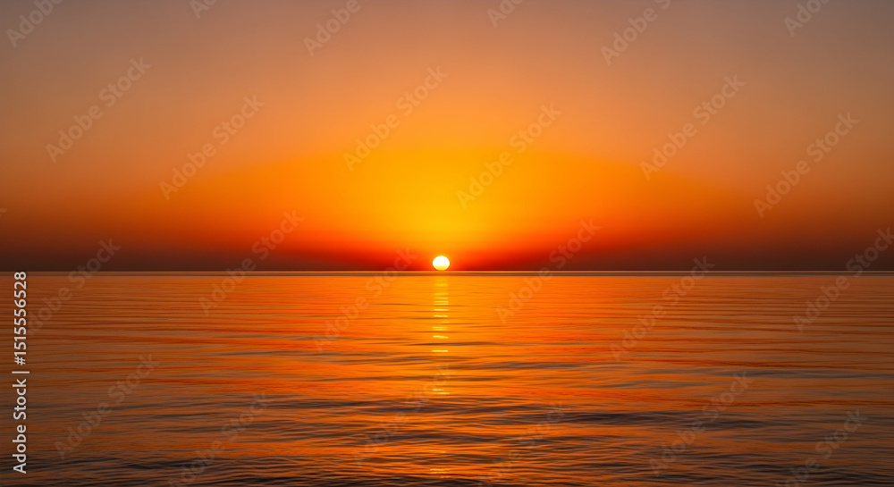 Obraz premium Golden Horizon Over the Ocean at Sunset Reflecting Vibrant Orange Light
