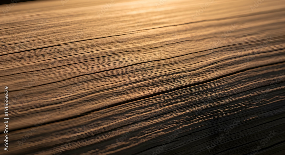 Fototapeta premium Warm Tones Showcase the Grain and Texture of a Rustic Wooden Surface