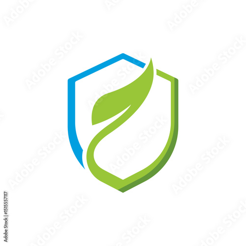 nature shield, bio shield, safe nature logo vector icon illustration
