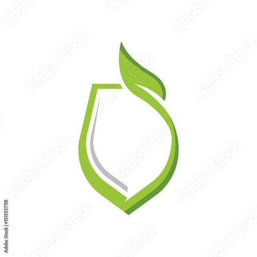 nature shield, bio shield, safe nature logo vector icon illustration