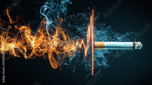 Striking Smoke Patterns from Cigarette Creating Abstract ECG Design