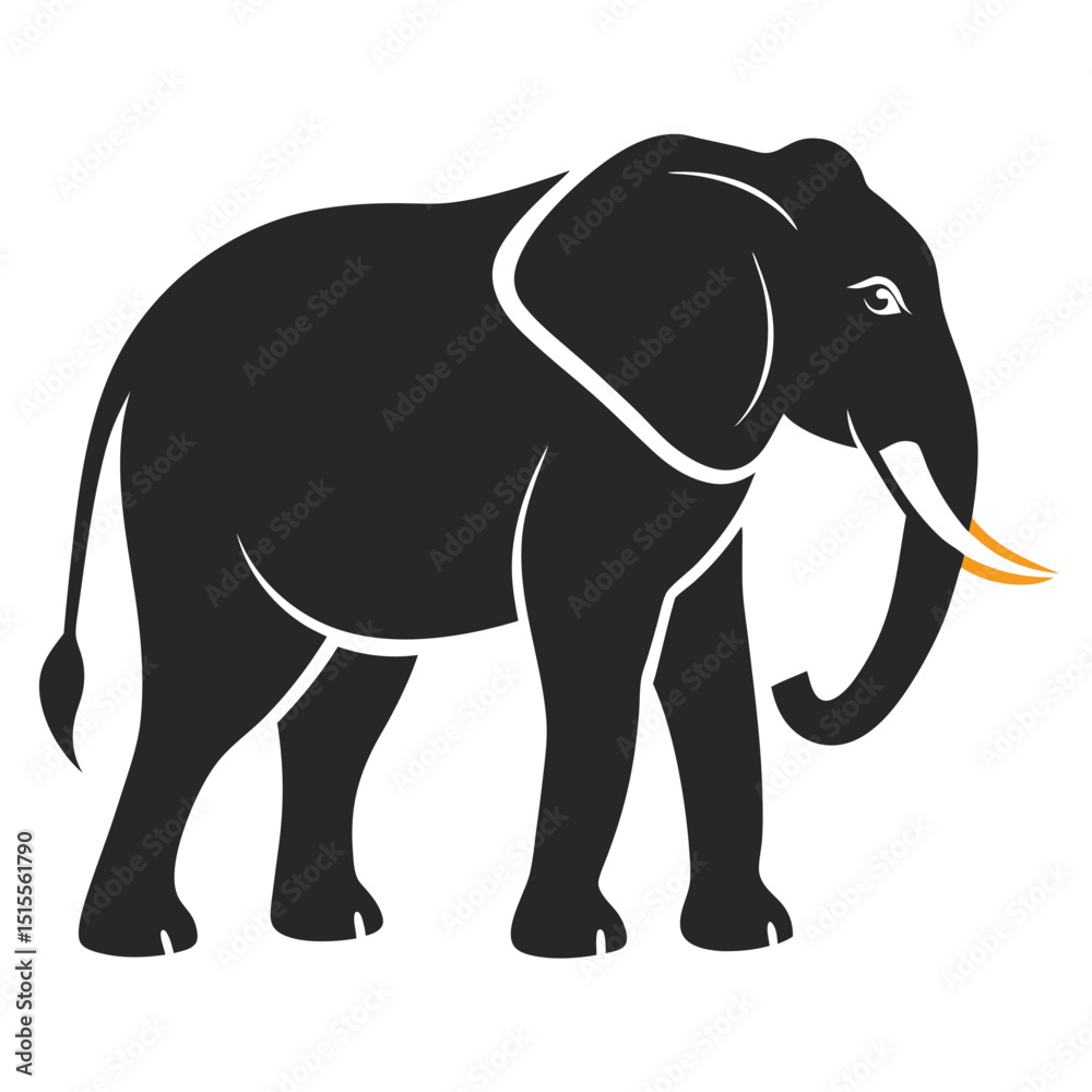 silhouette elephant on white background silhouette elephant on white background