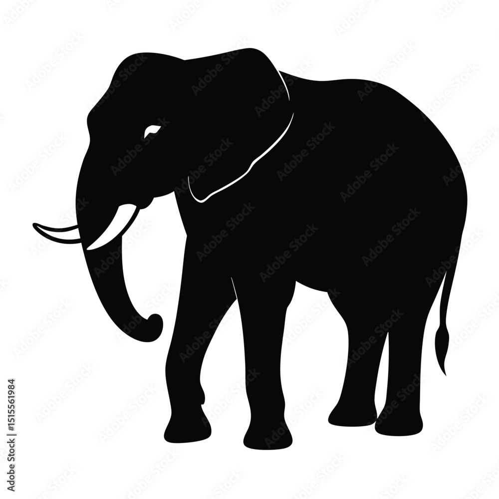 Obraz premium silhouette elephant on white background